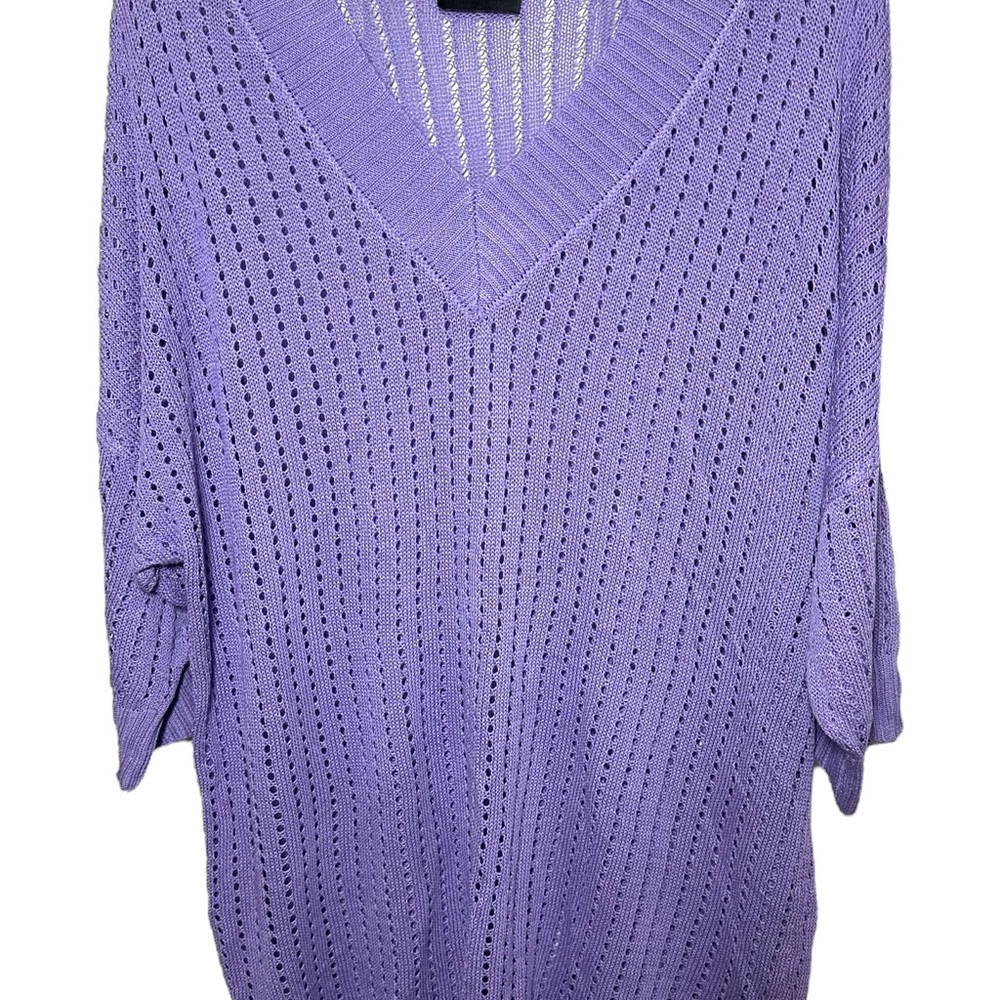 Tee for the soul Size XXL Women's Purple openwork SweaterV-neck, 100% Viscose.
